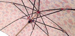 Pink Roses Parasol - Pink Leather Handle