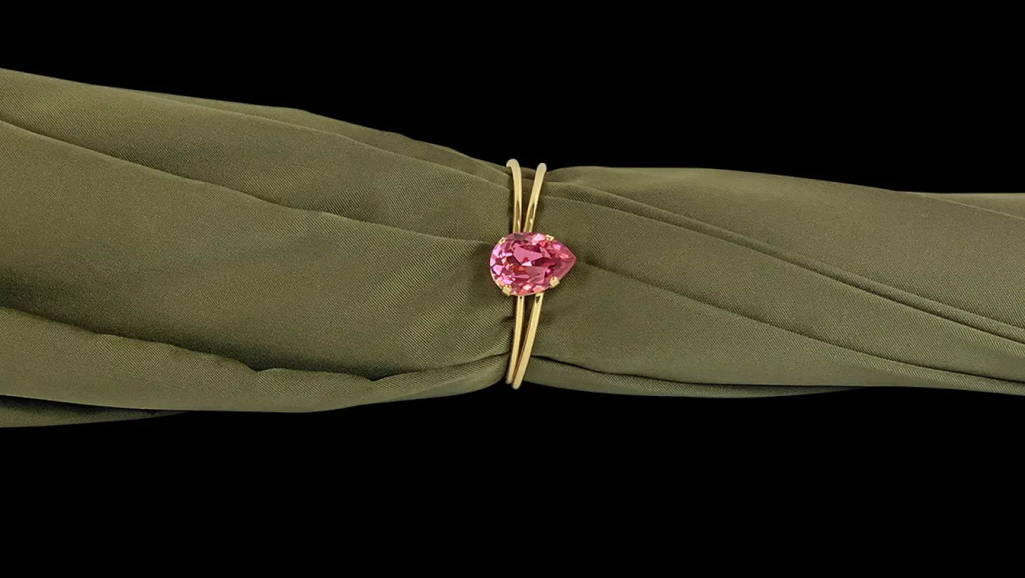 Precious Khaki Umbrella with Crystal Medallion