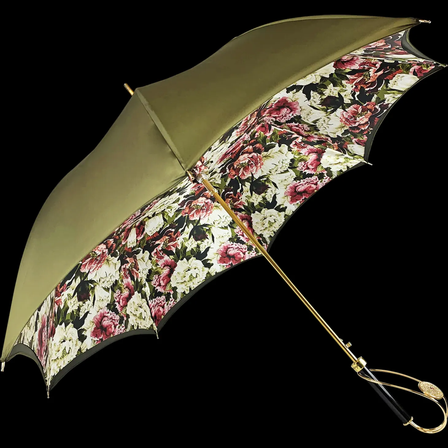 Precious Khaki Umbrella with Crystal Medallion