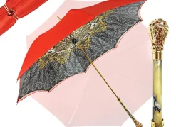 Red and Grey with crown design inside
