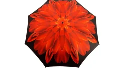 Red Flower Women's Folding Umbrella with Silver-Plated Handle