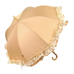 Retro-style umbrella-parasol with ruffles and lace