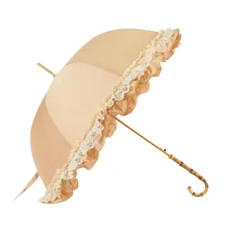 Retro-style umbrella-parasol with ruffles and lace