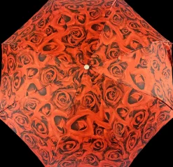 Romantic collapsible umbrella with 24K gold plated rose handle