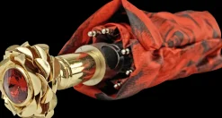 Romantic collapsible umbrella with 24K gold plated rose handle