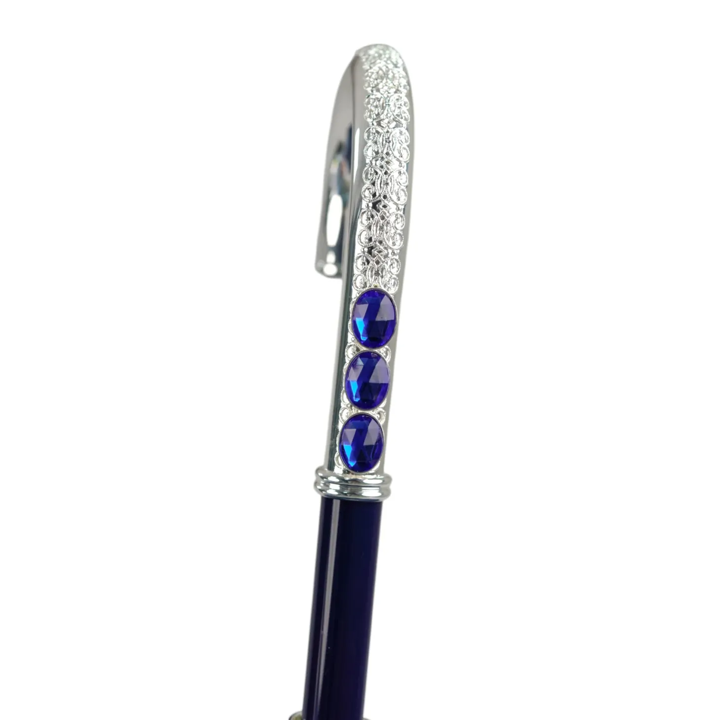 Royal Blue Umbrella with Shimmering Crystal Accents for Luxurious Styl
