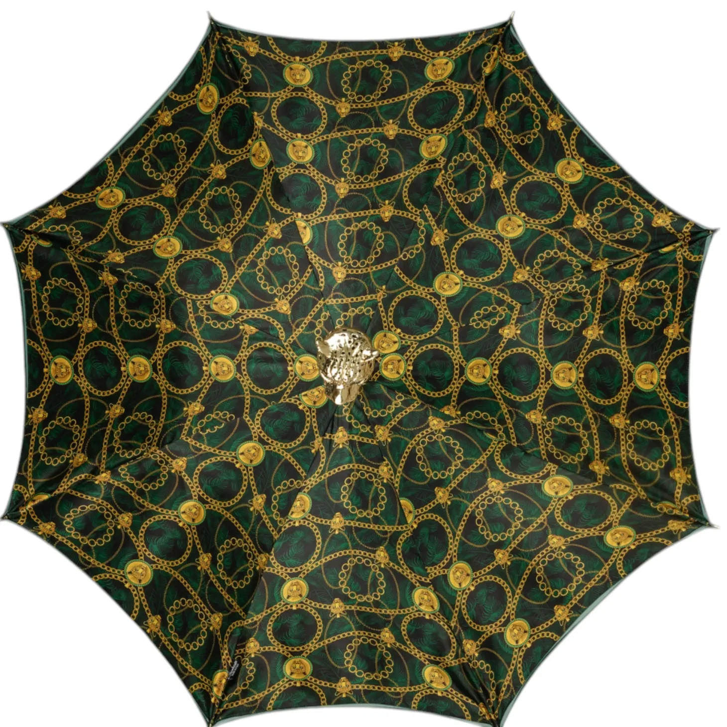 Savannah Majesty: Green Umbrella with Striking Leopard Handle