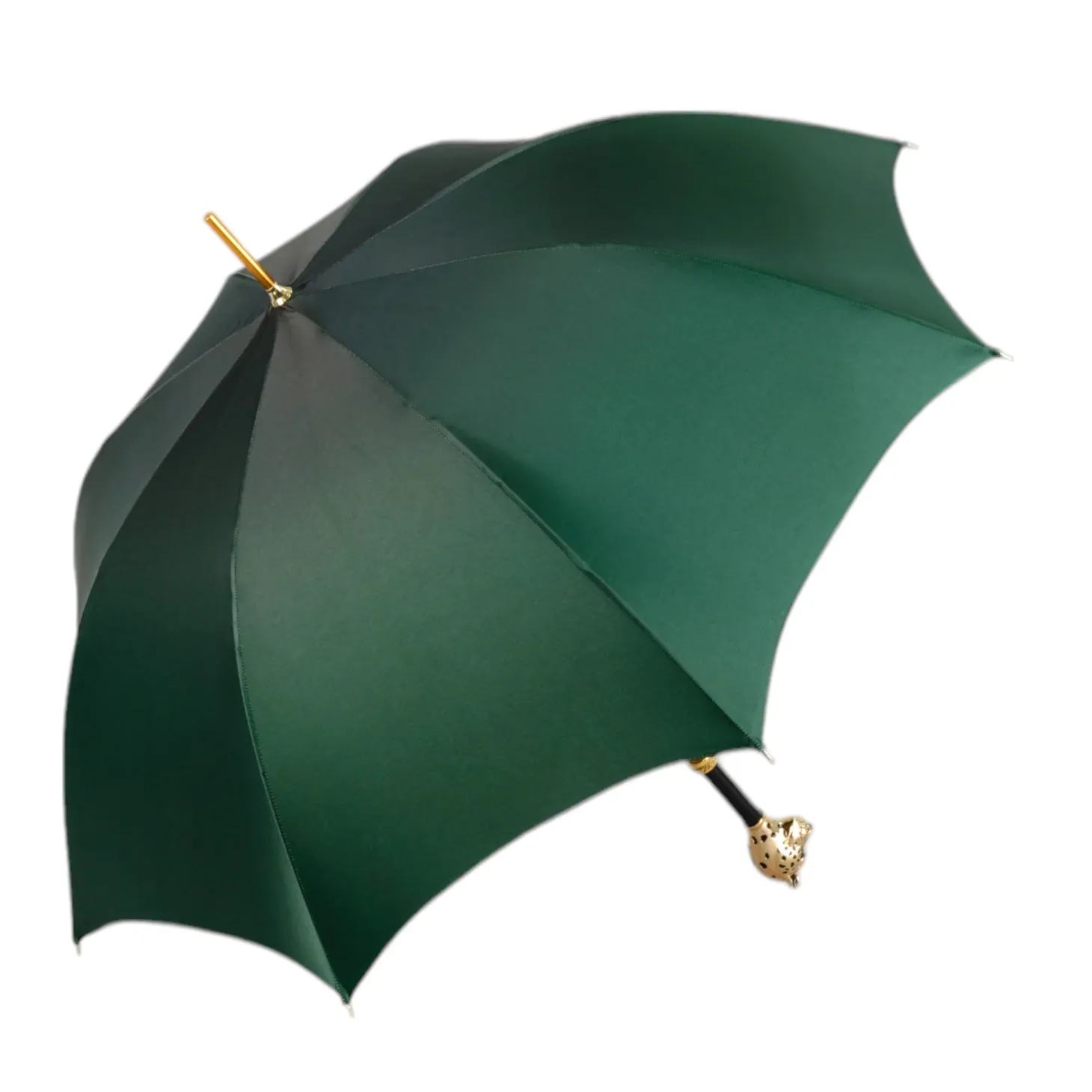 Savannah Majesty: Green Umbrella with Striking Leopard Handle