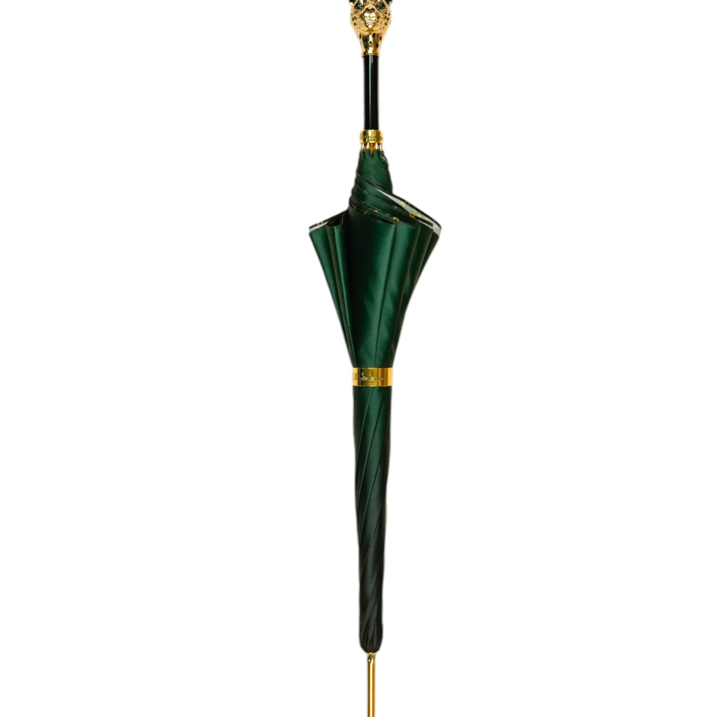 Savannah Majesty: Green Umbrella with Striking Leopard Handle