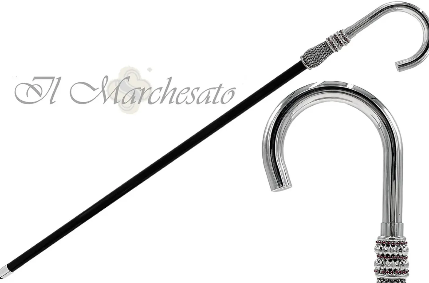 Silver Plated Luxury Walking Stick - Handmade in Italy