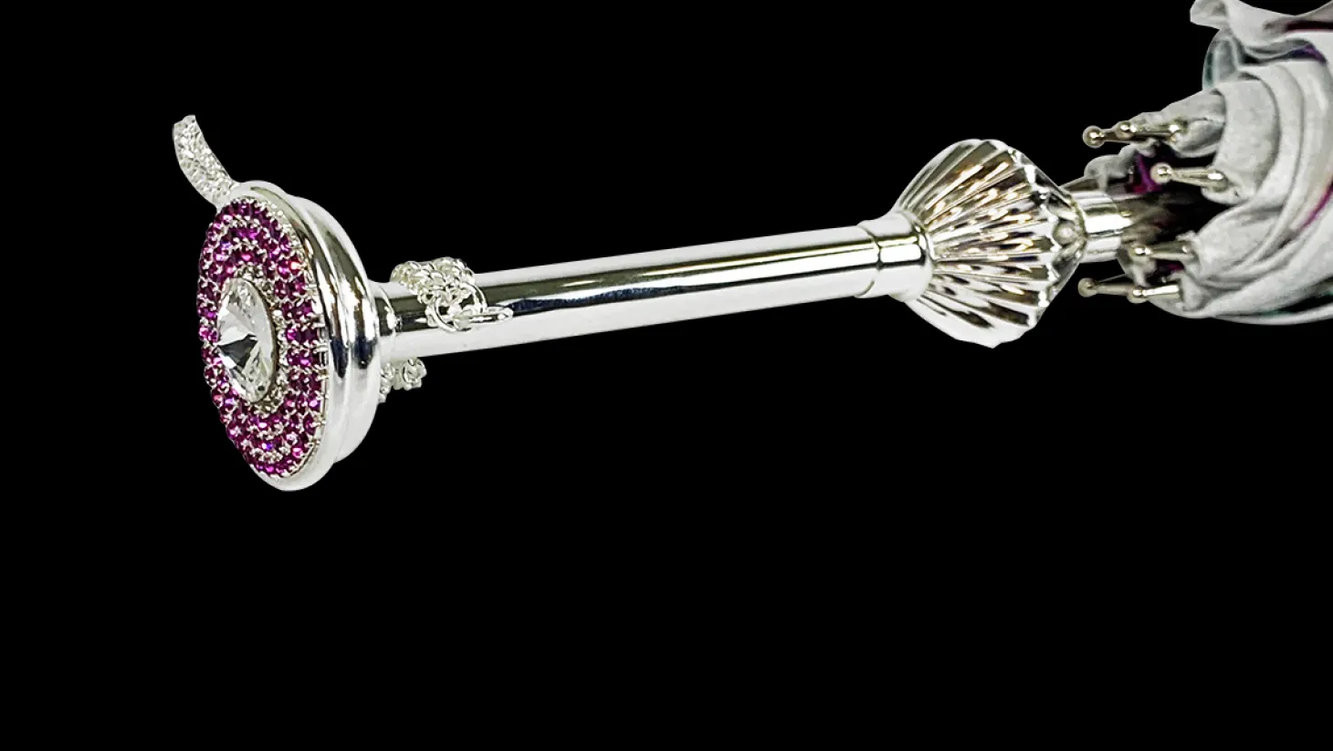 Silvered Umbrella with Anemones and Fuchsia Crystals