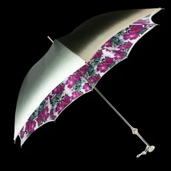 Silvered Umbrella with Anemones and Fuchsia Crystals