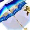 Sky Blue Gradient Umbrella, Daisies Print