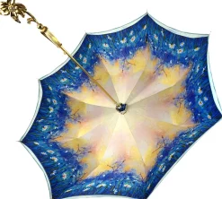 Sky Blue Gradient Umbrella, Daisies Print