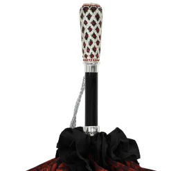 Special Edition Umbrella Featuring Black Ruffles and Silver-Plated Acc