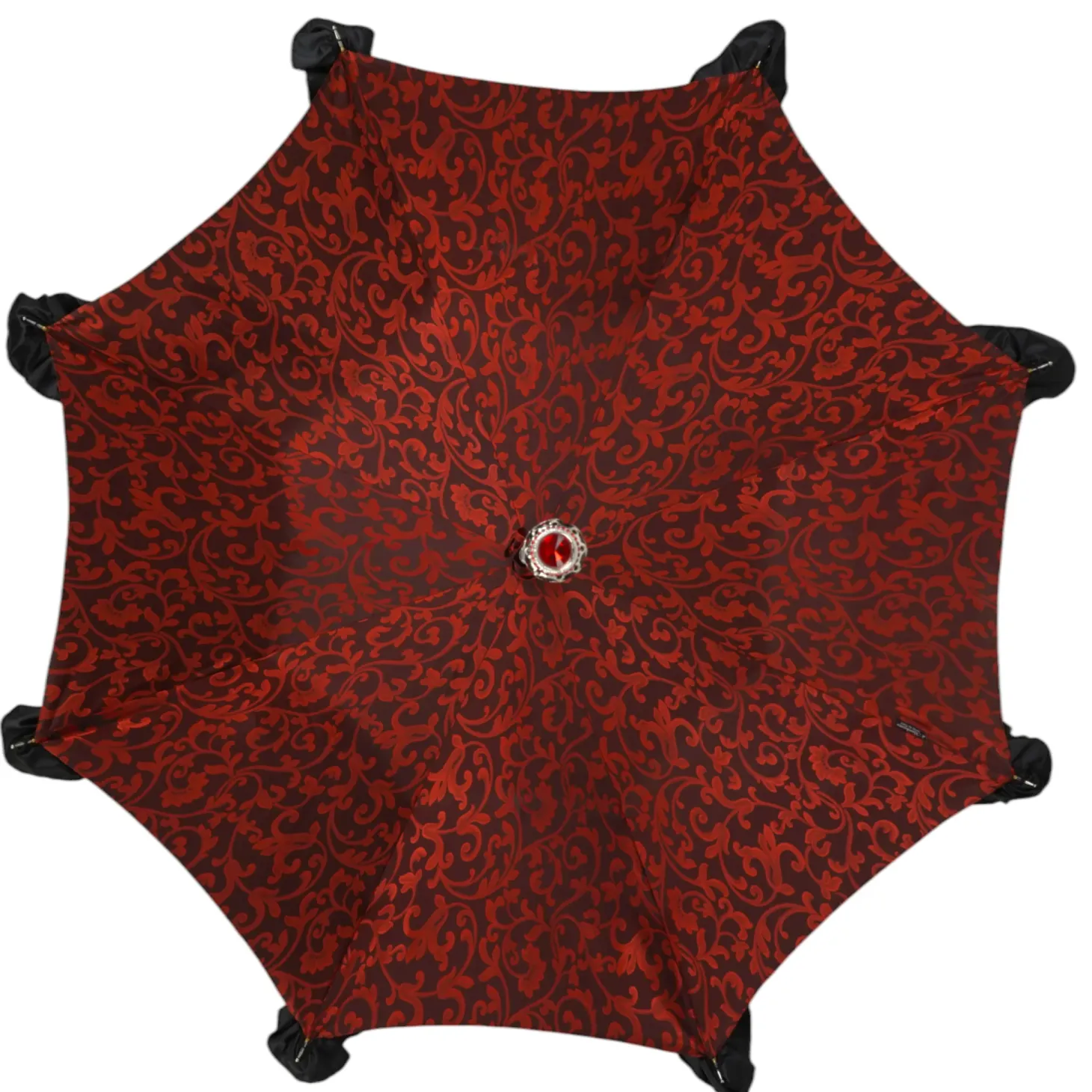 Special Edition Umbrella Featuring Black Ruffles and Silver-Plated Acc