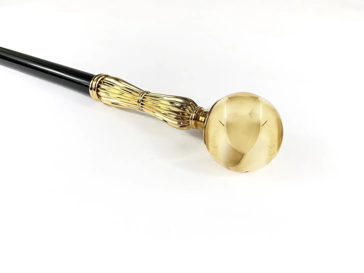 Sturdy and Elegant Walking Stick - Brass Sphere With a Mirror Surface