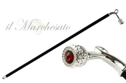 Sturdy Walking Stick With Red Swarovski Crystal