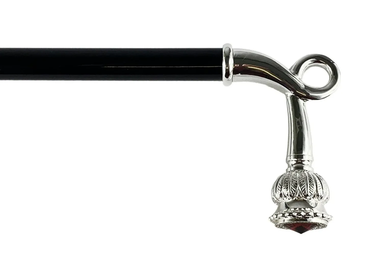 Sturdy Walking Stick With Red Swarovski Crystal