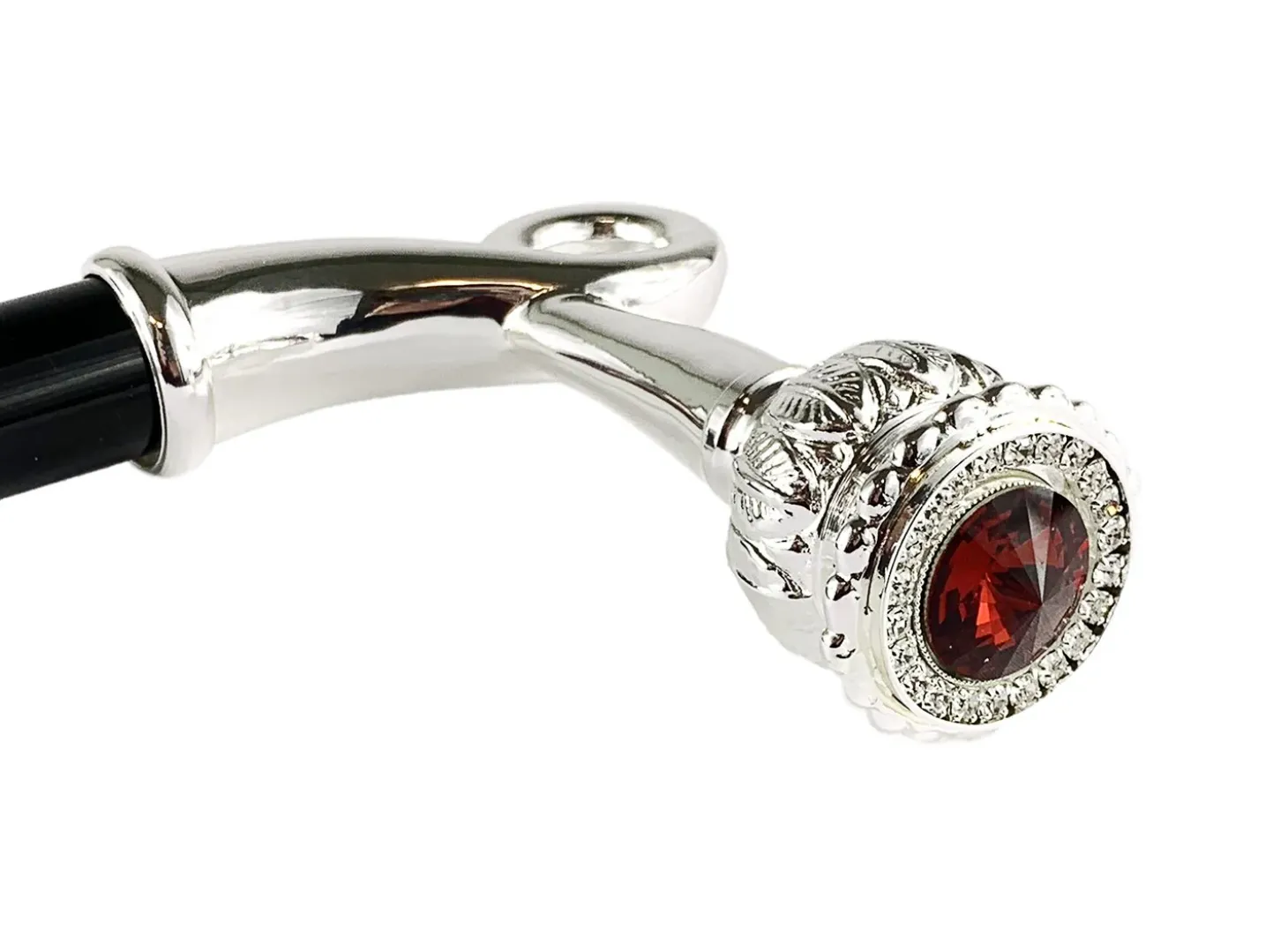Sturdy Walking Stick With Red Swarovski Crystal