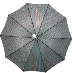 Stylish Grey & Blue Jacquard Umbrella - Silverplated handle
