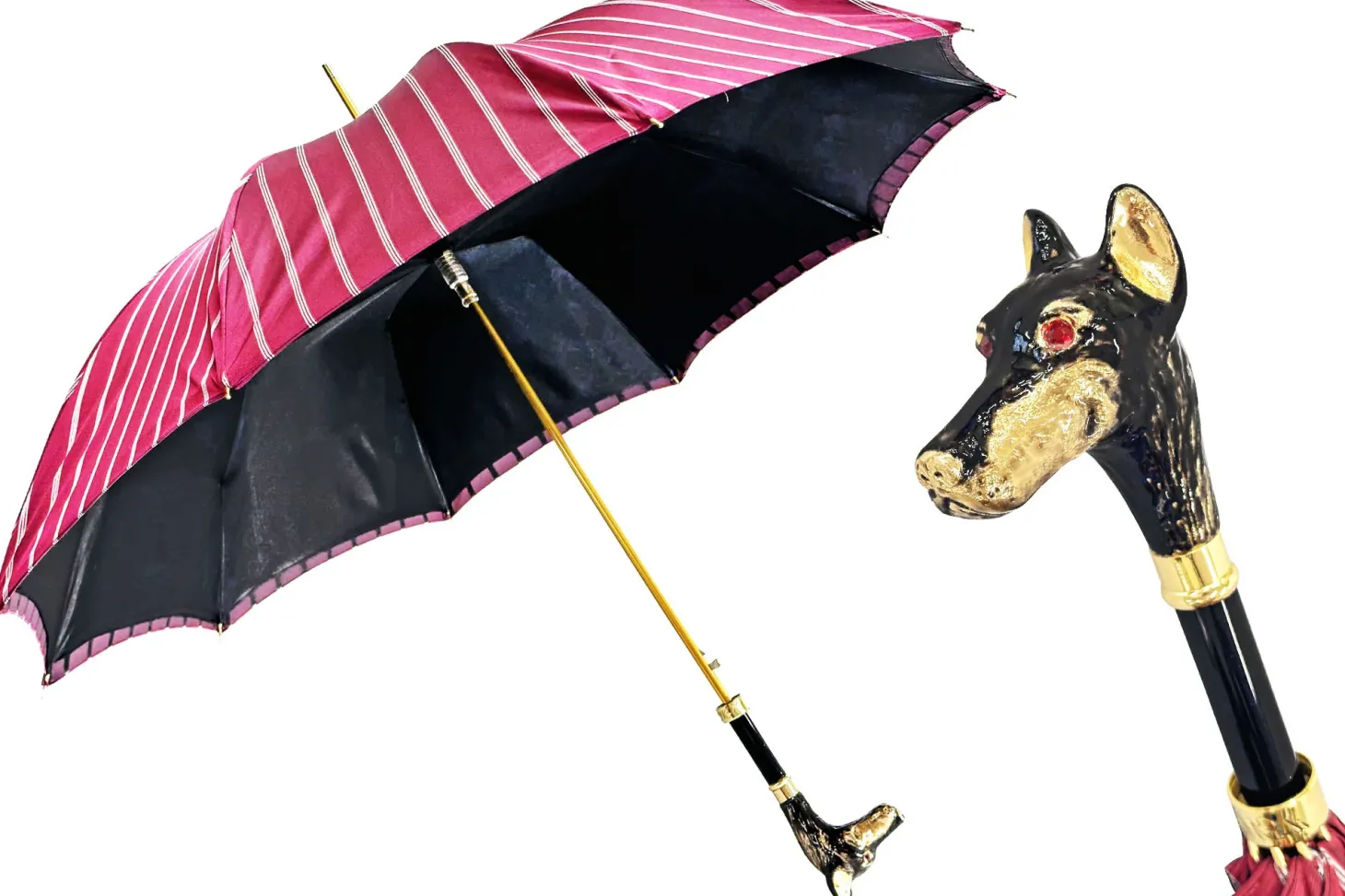 Stylish umbrella - Goldplated 24K Dobermann handle