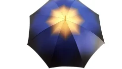 Superb Double Canopy Umbrella Finished in a Luxurious Blue Satin Polye