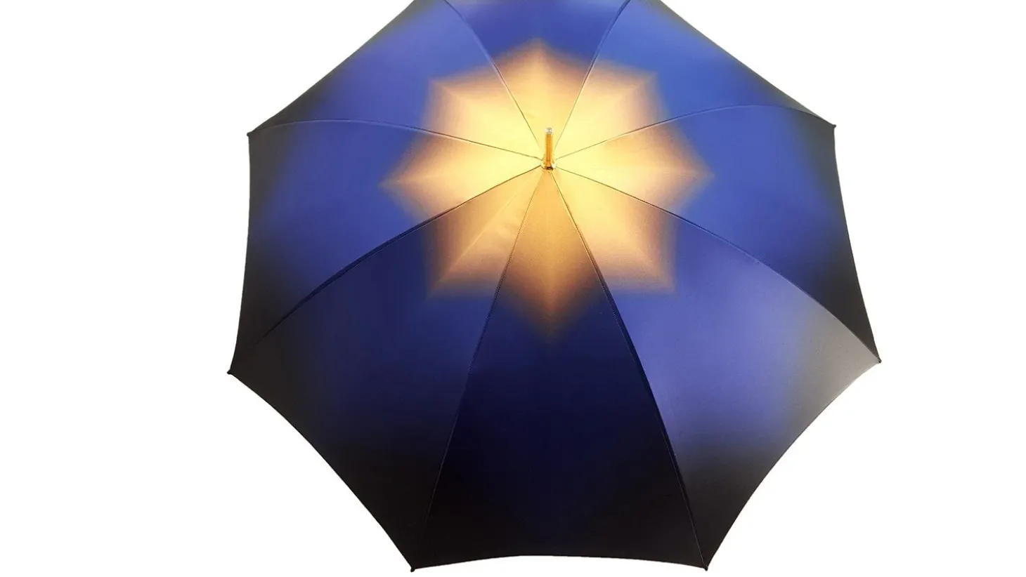 Superb Double Canopy Umbrella Finished in a Luxurious Blue Satin Polye