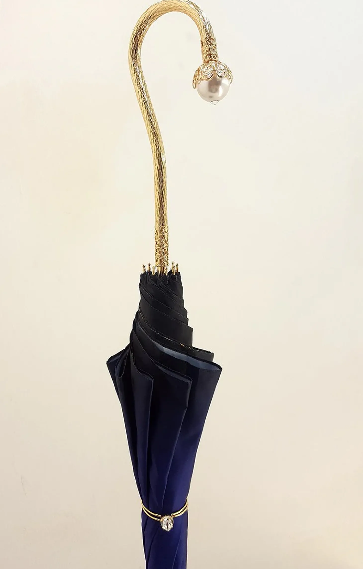 Superb Double Canopy Umbrella Finished in a Luxurious Blue Satin Polye