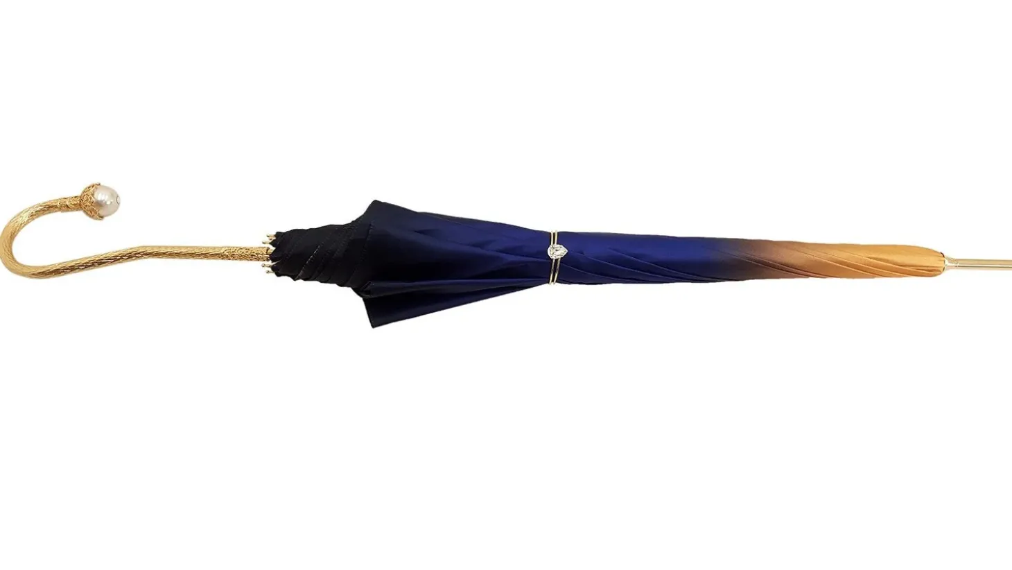 Superb Double Canopy Umbrella Finished in a Luxurious Blue Satin Polye