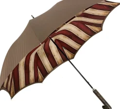 Tobacco Handmade Men's Umbrella - Striped Red And Cream