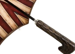 Tobacco Handmade Men's Umbrella - Striped Red And Cream