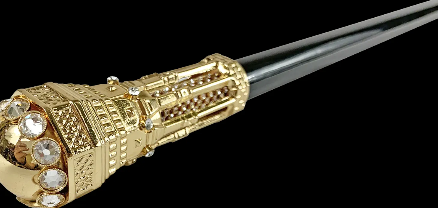 Tower walking stick with white crystals