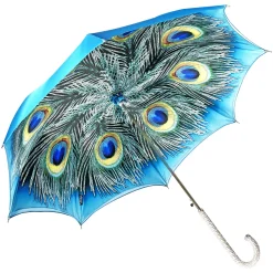 Umbrella with fantastic turquoise peacock thousands of crystals