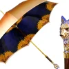 Umbrella with Hand-Painted Golden Wolf