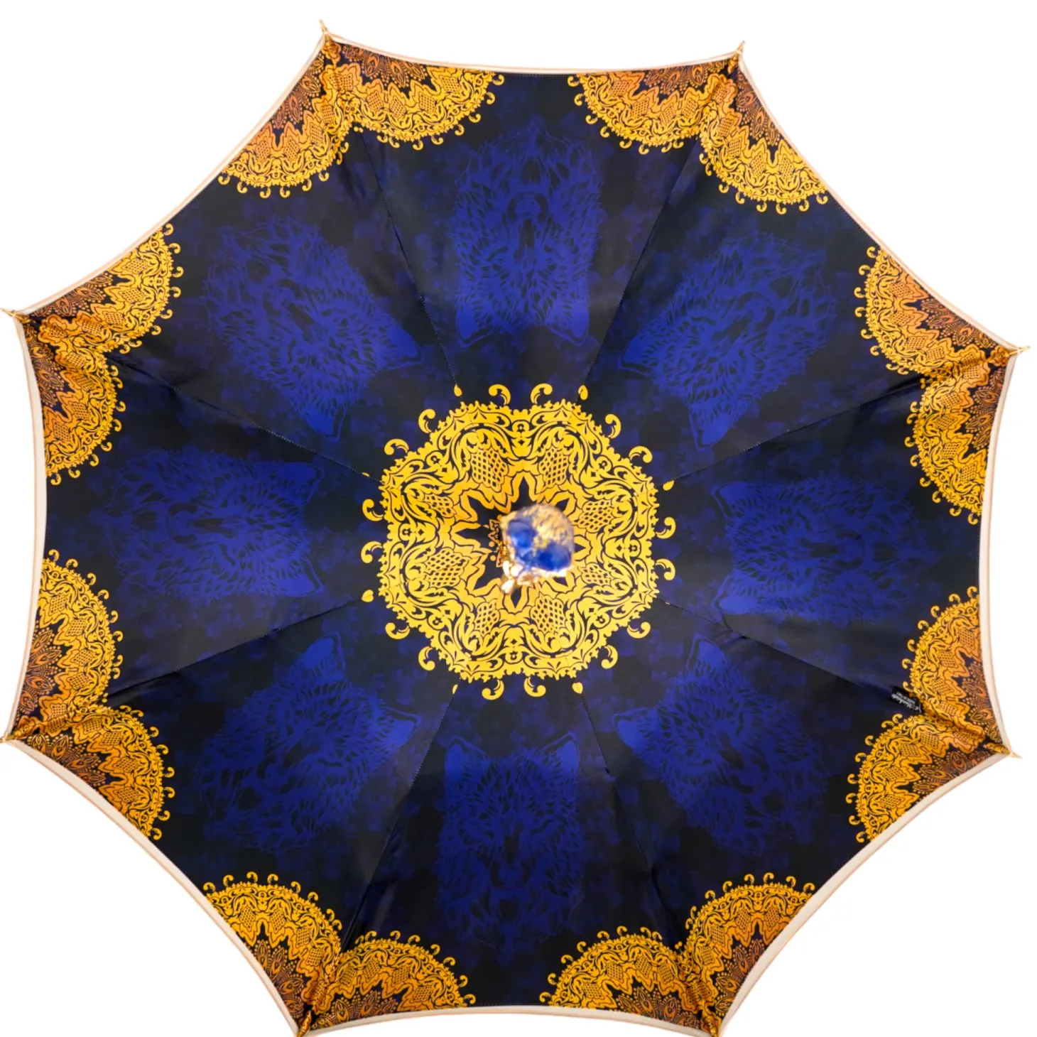Umbrella with Hand-Painted Golden Wolf