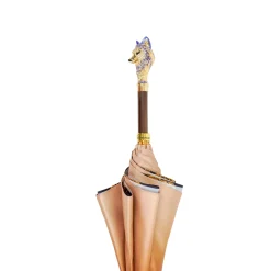 Umbrella with Hand-Painted Golden Wolf