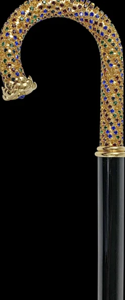 Walking cane Encrusted with Multicolor Crystals