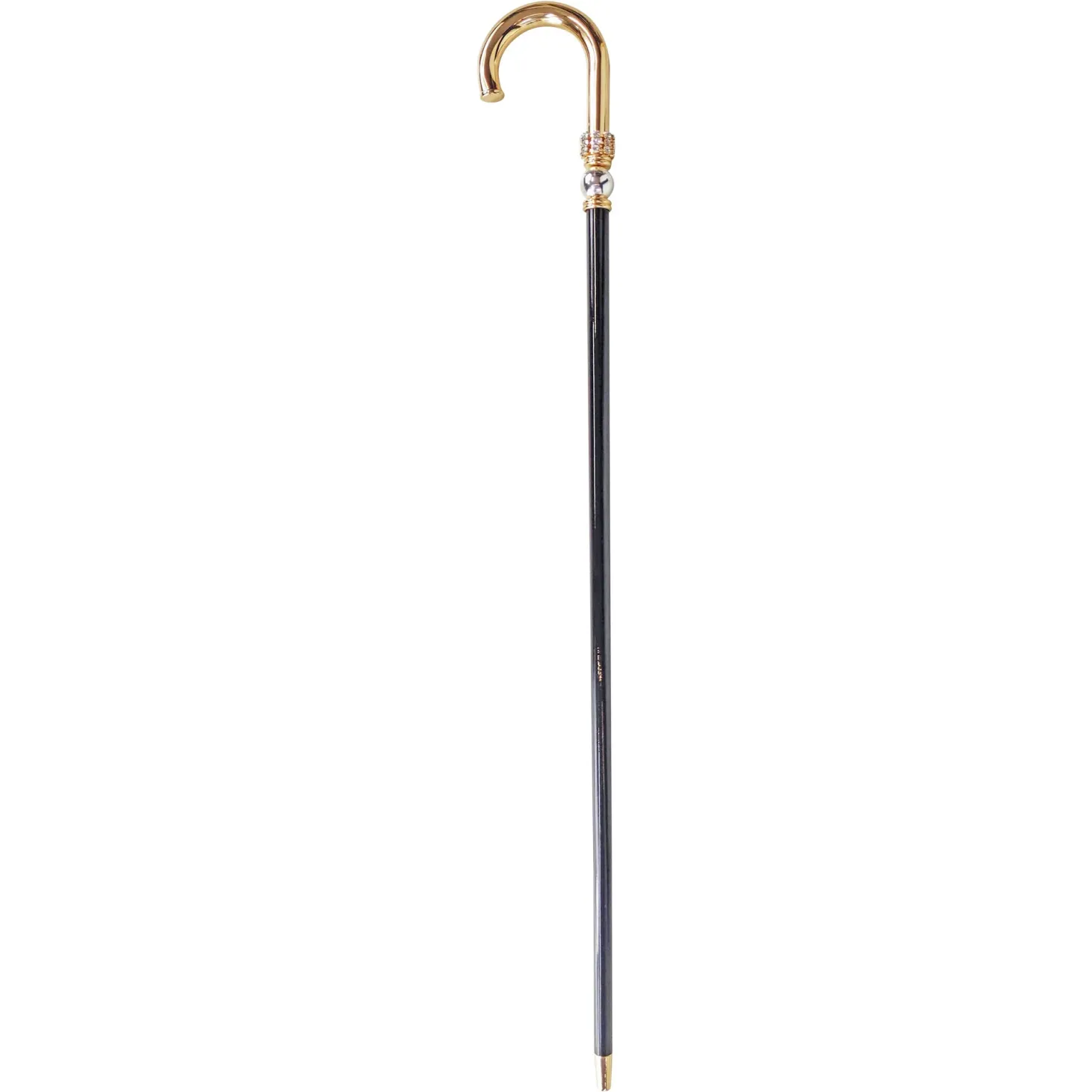 Walking stick for man in brass - 24K goldplated with Silverplated sphe
