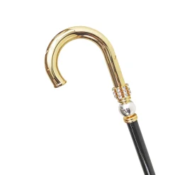Walking stick for man in brass - 24K goldplated with Silverplated sphe