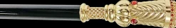 Walking stick in gold plated brass knob
