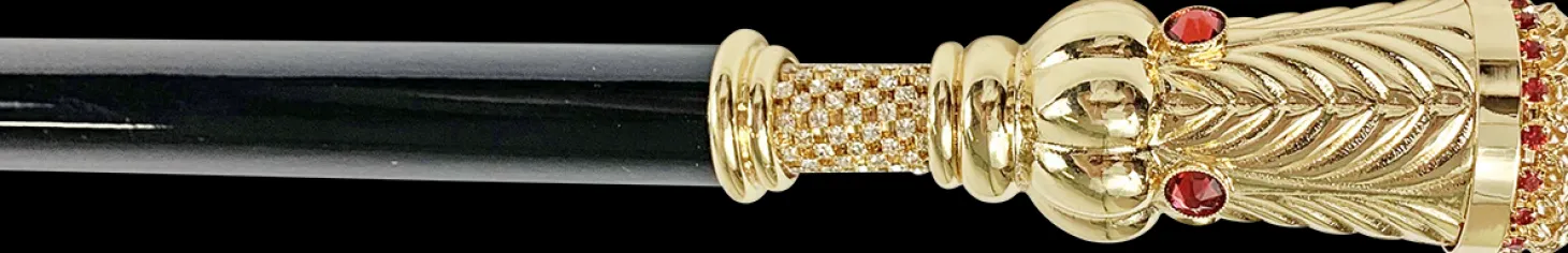 Walking stick in gold plated brass knob