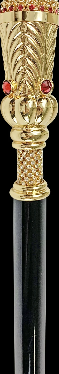 Walking stick in gold plated brass knob