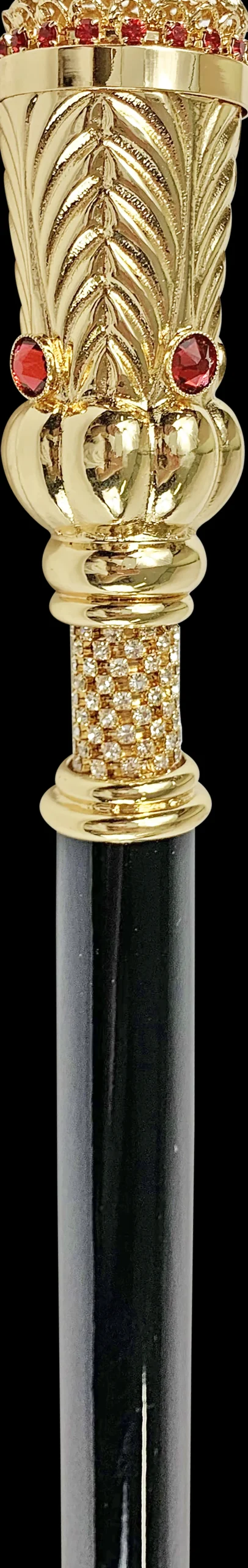 Walking stick in gold plated brass knob