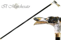 Walking Stick with a Hand-Enamelled Dog's Head on 24k Gold