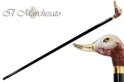 Walking Stick with a Hand-Enamelled Duck Head on 24k Gold