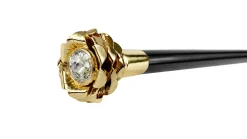 Walking Stick with Rose in golden brass