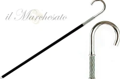 Walking Stick With Silver Plated Handle, Full of Emerald Rhinestones