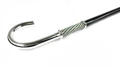 Walking Stick With Silver Plated Handle, Full of Emerald Rhinestones