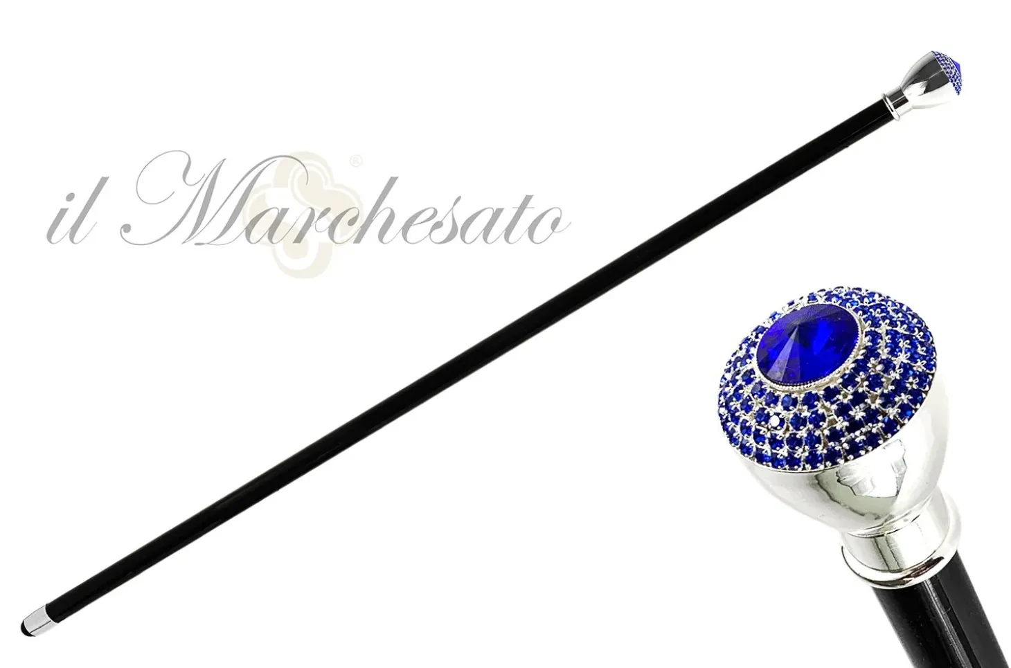 Walking Stick With Stone and Sapphire Color rhinestones